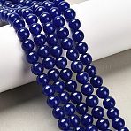 Natural & Dyed Malaysia Jade Bead Strands, Round, Midnight Blue, 8mm, Hole: 1.0mm, about 48pcs/strand, 15 inch(G-A146-8mm-A22)