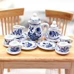 Tea Set Mini Model, Micro Landscape Dollhouse Accessories, Pretending Prop Decorations, Blue, 27x37mm(PW-WG9ECC0-01)