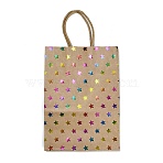 Rainbow Color Stamping Kraft Paper Gift Tote Bags, Rectangle Shopping Bags with Paper Twine Handles, Star, 15x8x21cm(ABAG-K005-01A)