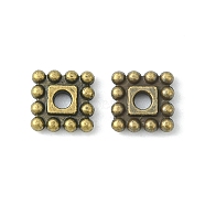 Tibetan Style Spacer Beads, Cadmium Free & Nickel Free & Lead Free, Square, Antique Bronze, 7x7x2mm, Hole: 2mm(TIBEB-00697-AB-NR)