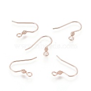 304 Stainless Steel Earring Hooks, Ear Wire, with Horizontal Loop, Rose Gold, 17x18x2.4mm, Hole: 1.8mm, Pin: 0.7mm(X-STAS-H436-04RG)
