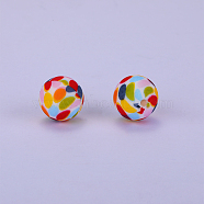 Printed Round Silicone Focal Beads, Colorful, 15x15mm, Hole: 2mm(SI-JX0056A-60)