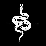 201 Stainless Steel Pendants, Laser Cut, Snake, Stainless Steel Color, 38x18x1mm, Hole: 1.6mm(STAS-S105-LA406-1)