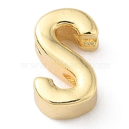 Rack Plating Brass Slide Charms, Cadmium Free & Lead Free, Real 18K Gold Plated, Letter, Letter S, 8x5x3.5mm, Hole: 1.5mm and 1.4mm(KK-M254-15G-S)