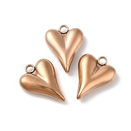 Ion Plating(IP) 304 Stainless Steel Pendants, Heart Charm, Rose Gold, 15x12x3.5mm, Hole: 1.8mm(STAS-A076-13RG)