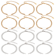 12Pcs 2 Style 304 Stainless Steel  Chain & Brass Cable Chain Bracelet Making, with 304 Stainless Steel Curb Chain Extender and Jump Rings, Golden & Stainless Steel Color, 5-7/8~6-1/8 inch(15~15.7cm), 6pcs/style(AJEW-NB0003-26)