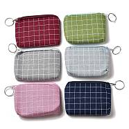 Tartan Print Cotton Cloth Wallets with Alloy Zipper, Rectangle with Iron Ring, Mixed Color, 9x11x0.9cm(AJEW-B024-04)