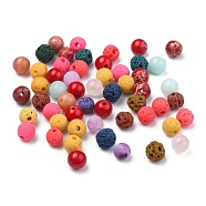 Natural & Synthetic Mixed Gemstone Beads, Round, Mixed Dyed and Undyed, 6mm, Hole: 1mm(G-MSMC007-27)