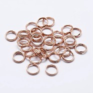 925 Sterling Silver Split Jump Rings, Double Loop Jump Rings, Round Rings, Rose Gold, 7x1mm, Inner Diameter: 5.5mm(STER-F036-01RG-0.6x7mm)