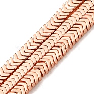Electroplated Synthetic Non-Magnetic Hematite Beads Strands, Arrow, Rose Gold Plated, 2x4x2.5mm, Hole: 1mm, about 265~271pcs/strand, 15.51''~15.67''(39.4~39.8cm)(G-I360-W01-03)