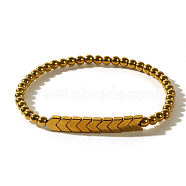 Hematite Arrowhead & Round Beads Stretch Bracelets for Men(QW2901-1)