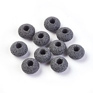 Natural Lava Rock Beads, Dyed, Rondelle, Gray, 15.5~16x9.7~10mm, Hole: 5~5.4mm(G-I220-H13)