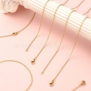 10Pcs Ion Plating(IP) 304 Stainless Steel Cable Chain Necklaces Set for Men Women, Real 18K Gold Plated, 17.72 inch(45cm)(MAK-YW0002-01G)