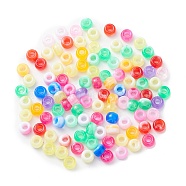 Acrylic Beads, Two Tone, Barrel, Mixed Color, 9x6mm, Hole: 3.7mm, about 1700pcs/500g(KY-C013-06)