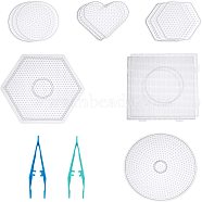 ABC Plastic Pegboards Used for DIY Fuse Beads, Heart, Mixed Color, 140x140x2.5mm(DIY-PH0019-93)