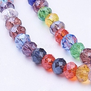 Electroplate Glass Bead Strands, Faceted, Rondelle, Mixed Color, 4x3mm, Hole: 1mm, about 120~125pcs/strand, 16.14~16.54 inch(EGLA-J047-4x3mm-46)