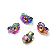 Ion Plating(IP) 304 Stainless Steel Friction Ear Nuts, Rainbow Color, 6x4x3mm, Hole: 1mm(STAS-F203-03MC)