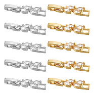 DICOSMETIC 10Pcs 2 Colors Rack Plating Brass Clear Cubic Zirconia Watch Band Clasps, Cadmium Free & Lead Free, Long-Lasting Plated, Leaf, Platinum & Golden, 32x6x4mm, Hole: 3x3.7mm, 5pcs/color(KK-DC0001-43)