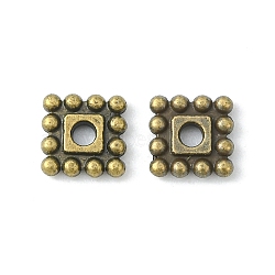 Tibetan Style Spacer Beads, Cadmium Free & Nickel Free & Lead Free, Square, Antique Bronze, 7x7x2mm, Hole: 2mm(TIBEB-00697-AB-NR)