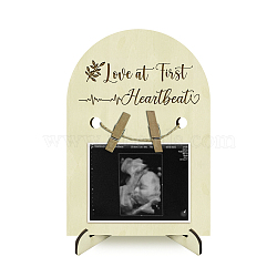 Arch Shape Wood Announcement Picture Frame Stand, for First Time Moms Baby Sonogram Frames, Word, 180x125x4mm, Hole: 10mm(DJEW-WH0070-004)