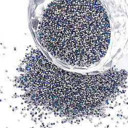 Plated Glass Seed Beads, For Nail Art Decoration Accessories, No Hole/Undrilled, Round, Silver, 0.6~0.8mm, about 450g/bag(SEED-S017-07)