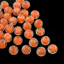 Handmade Luminous Lampwork Beads, Round, Dark Orange, 9~10mm, Hole: 1~2mm(LAMP-R125-10mm-05)