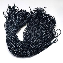 Polyester & Spandex Cord Ropes, 1 Inner Core, with Patterns, for Shoe Lace Cord Making, Black, 2mm, about 109.36 yards(100m)/bundle(RCP-R007-312)