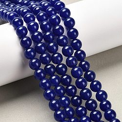 Natural & Dyed Malaysia Jade Bead Strands, Round, Midnight Blue, 8mm, Hole: 1.0mm, about 48pcs/strand, 15 inch(G-A146-8mm-A22)