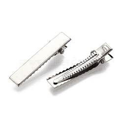 Iron Flat Alligator Hair Clip Findings, DIY Hair Accessories Making, Platinum, 34x7mm(X-IFIN-S286-34mm)