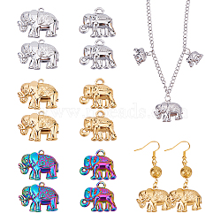 CHGCRAFT 12Pcs 6 Style 304 Stainless Steel Pendants, Elephant, Mixed Color, 13.5~19.5x15.5~25.5x3mm, Hole: 1.6~1.8mm, 2pcs/style (STAS-CA0001-79)