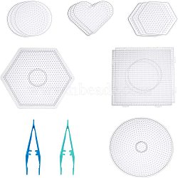 ABC Plastic Pegboards Used for DIY Fuse Beads, Heart, Mixed Color, 140x140x2.5mm(DIY-PH0019-93)