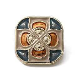 1-Hole Zinc Alloy Enamel Shank Buttons, Flower Pattern, Square, 17x17x7mm, Hole: 2mm(BUTT-WH0028-43F)