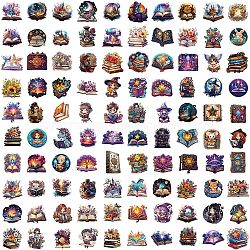 100Pcs Witch Book PVC Waterproof Self-adhesive Cartoon Stickers, for Suitcase, Skateboard, Refrigerator, Helmet, Mobile Phone Shell, Mixed Color, 40~80mm(PW-WG93369-01)