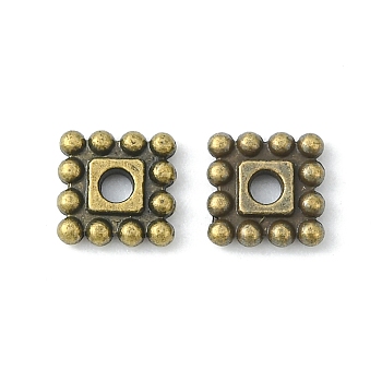 Tibetan Style Spacer Beads, Cadmium Free & Nickel Free & Lead Free, Square, Antique Bronze, 7x7x2mm, Hole: 2mm