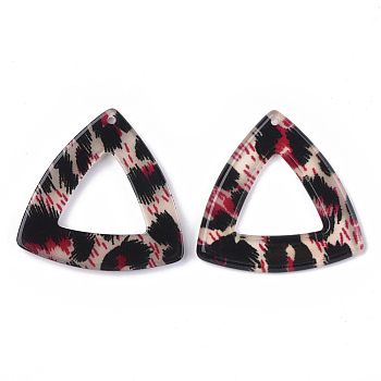 Cellulose Acetate(Resin) Pendants, Triangle, Red, 40x41x3.5mm, Hole: 1.5mm