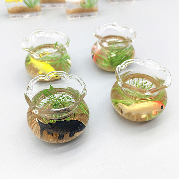 Miniature Fish Tank Dollhouse Accessories, Plastic Aquarium Dollhouse for Garden Scene Decor, Colorful, 25x22mm