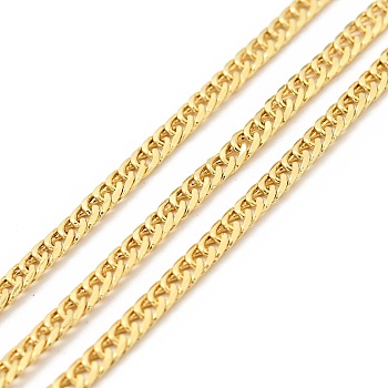 Rack Plating Brass Curb Chains, Soldered, with Spool, Long-Lasting Plated, Lead Free & Cadmium Free & Nickel Free, Real 18K Gold Plated, 4.5x3x0.5mm