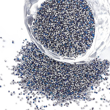 Plated Glass Seed Beads, For Nail Art Decoration Accessories, No Hole/Undrilled, Round, Silver, 0.6~0.8mm, about 450g/bag