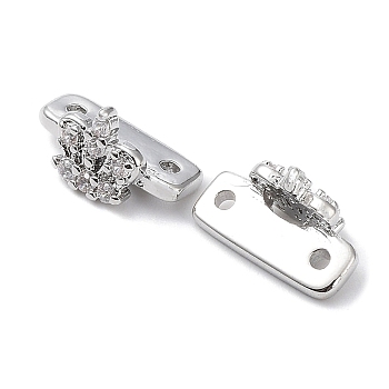 Brass Micro Pave Clear Cubic Zirconia Slide Charms, Butterfly, Real Platinum Plated, 7x12.5x6.5mm, Hole: 1.2mm