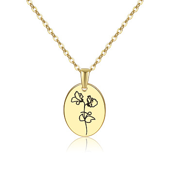 304 Stainless Steel Birth Month Flower Pendant Necklace, Floral Dainty Jewelry for Women, Golden, April Daisy, 17.72 inch(45cm)