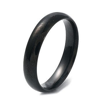 Ion Plating(IP) 304 Stainless Steel Flat Plain Band Rings, Black, Size 7, Inner Diameter: 17mm, 4mm