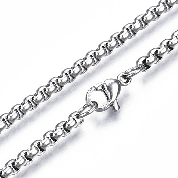 201 Stainless Steel Box Chains Necklace with Lobster Claw Clasps for Men Women, Stainless Steel Color, 27.76 inch(70.5cm)
