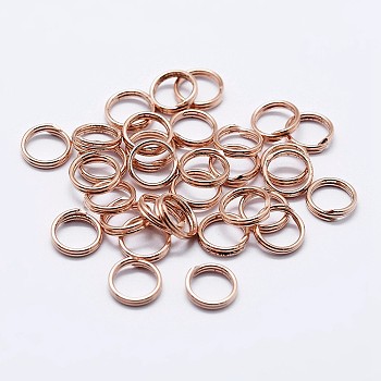 925 Sterling Silver Split Jump Rings, Double Loop Jump Rings, Round Rings, Rose Gold, 7x1mm, Inner Diameter: 5.5mm