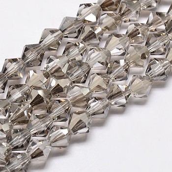 Imitate Austrian Crystal Bicone Glass Beads Strands, Grade AA, Faceted, Light Grey, 4x4mm, Hole: 1mm, about 93~95pcs/strand, 14 inch