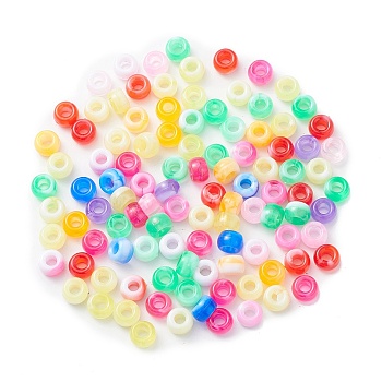 Acrylic Beads, Two Tone, Barrel, Mixed Color, 9x6mm, Hole: 3.7mm, about 1700pcs/500g