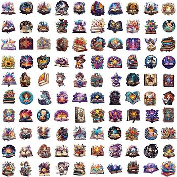 100Pcs Witch Book PVC Waterproof Self-adhesive Cartoon Stickers, for Suitcase, Skateboard, Refrigerator, Helmet, Mobile Phone Shell, Mixed Color, 40~80mm