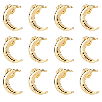 12Pcs Moon Alloy Lapel Pin Backs for Backpack Clothes, Golden, 28.5x21.5mm