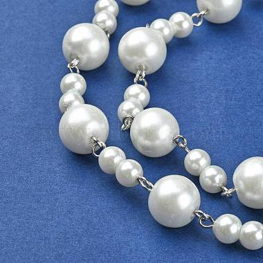Chaînes en perles de verre rondes manuelles pour fabrication de bracelets et colliers(X-AJEW-JB00055-01)-3