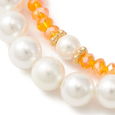 2Pcs 2 Style Easter Theme Glass & Shell Pearl Beaded Stretch Bracelets Set(BJEW-TA00303-02)-3