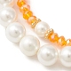 2Pcs 2 Style Easter Theme Glass & Shell Pearl Beaded Stretch Bracelets Set(BJEW-TA00303-02)-3